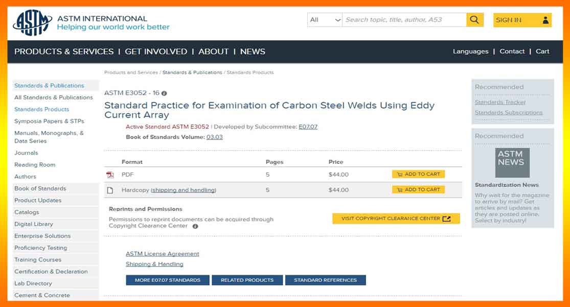استاندارد جدید ASTM برای بازرسی جوش کربن استیل با ادی کارنت اری ECA
